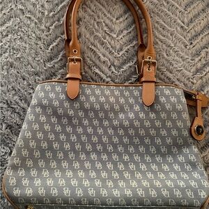 Dooney & Bourke Gray and Tan Monogram Shoulder Bag